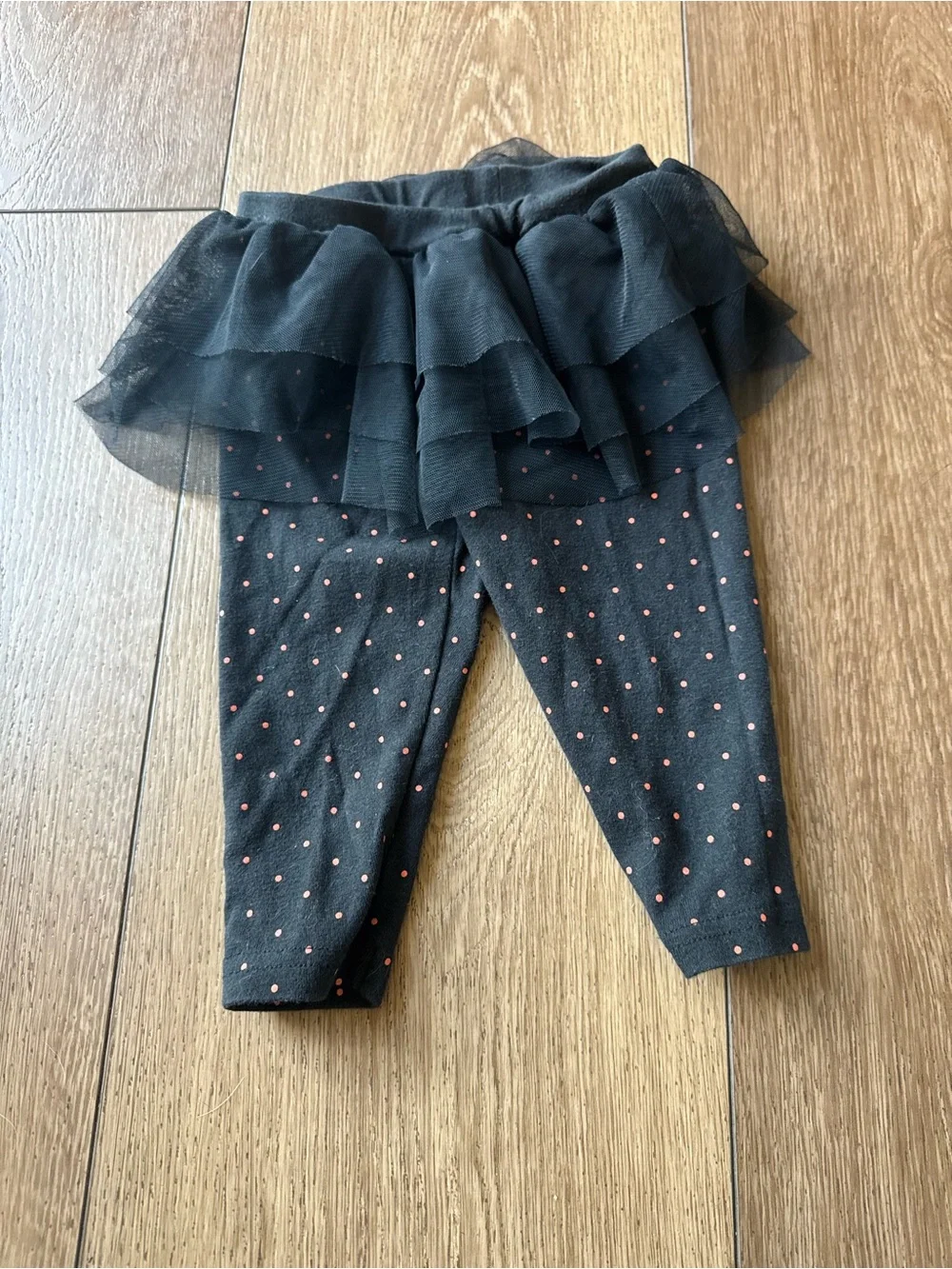 Carter's Black Leggings with Orange Polka Dot Tulle Skirt
